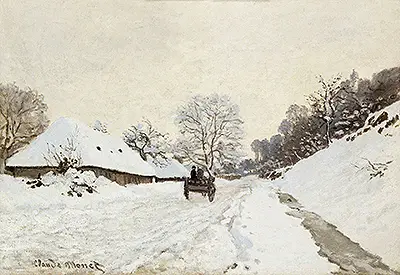 A Cart on the Snowy Road at Honfleur Claude Monet